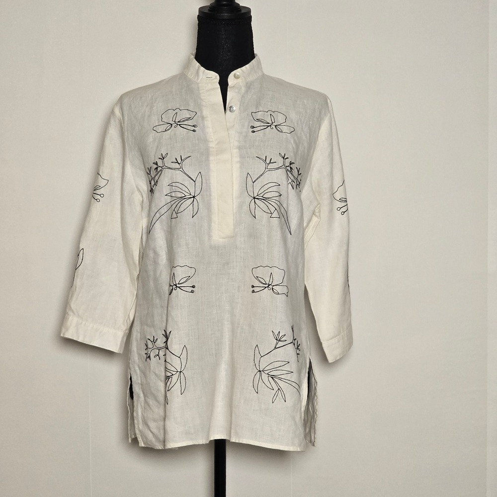 Edward 100% Irish Linen Embroidered Tunic – Size S